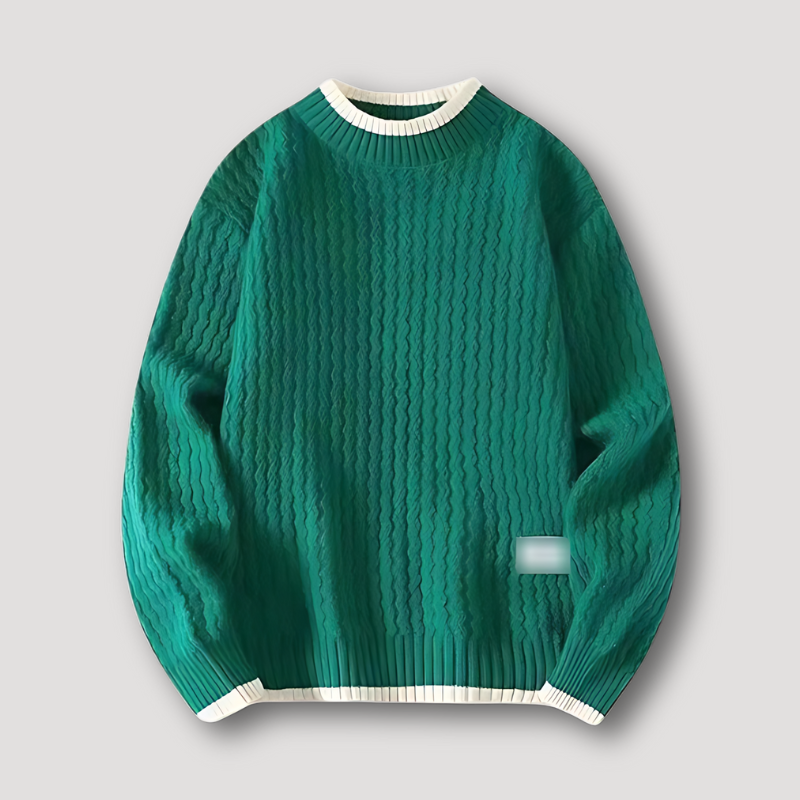 Wavy Textuur Patroon Ribbed Knitted Sweater