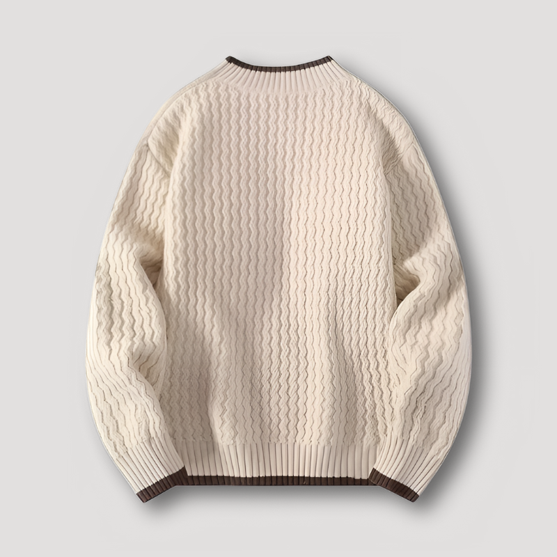 Wavy Textuur Patroon Ribbed Knitted Sweater