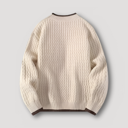 Wavy Textuur Patroon Ribbed Knitted Sweater