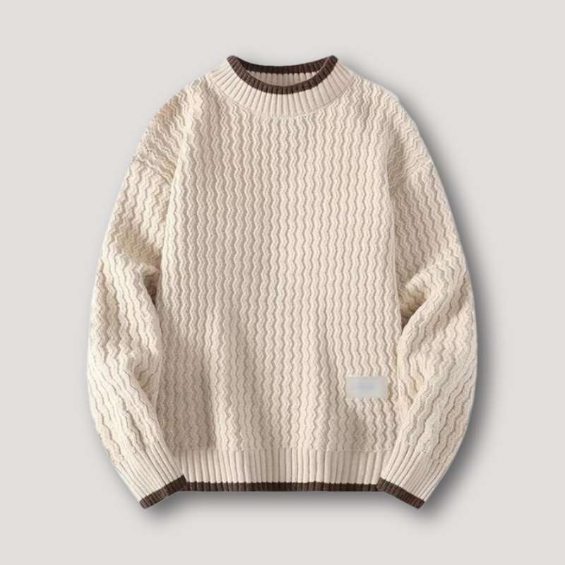 Wavy Textuur Patroon Ribbed Knitted Sweater