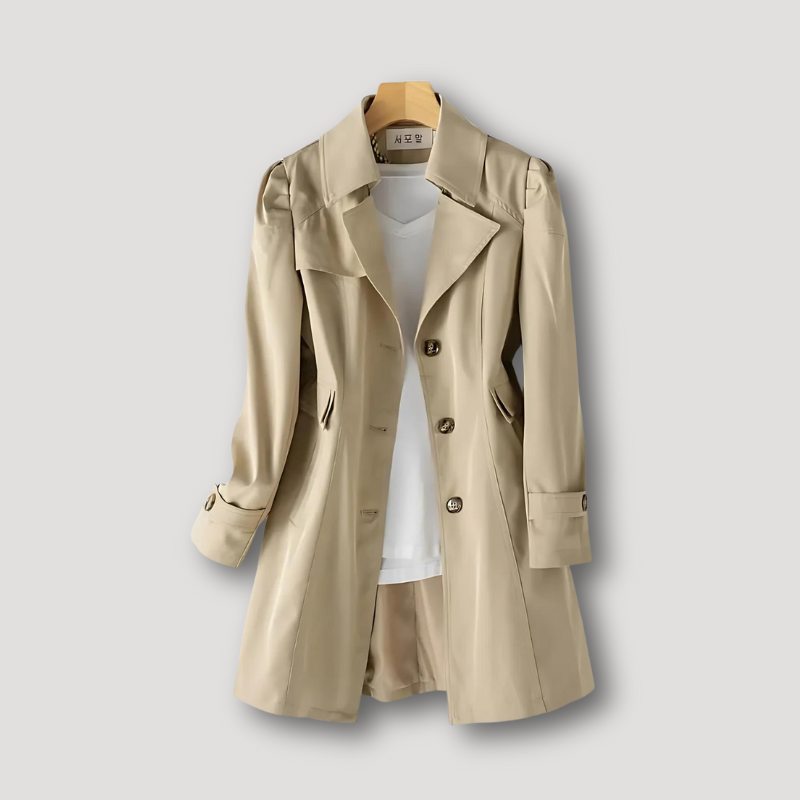 Klassiek Tailored Fit Kraag Trench Coat Voor Vrouwen