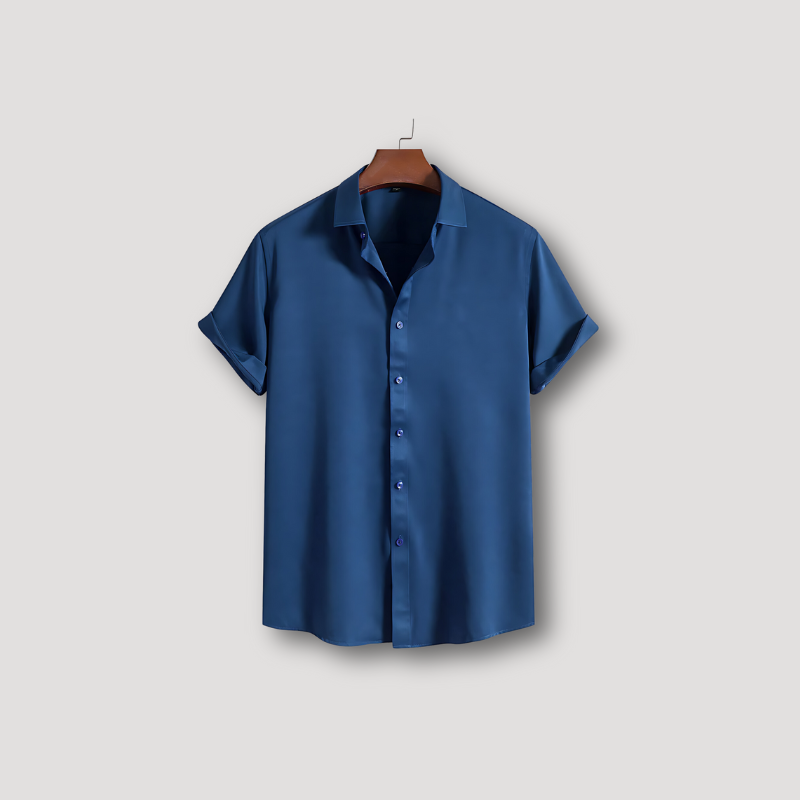 Casual Korte Mouw Button Up Kraag Shirt Mannen