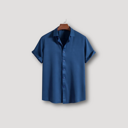 Casual Korte Mouw Button Up Kraag Shirt Mannen