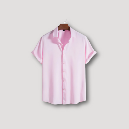 Casual Korte Mouw Button Up Kraag Shirt Mannen