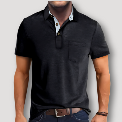 Casual Korte Mouw Contrasterend Kraag Polo Shirt Heren