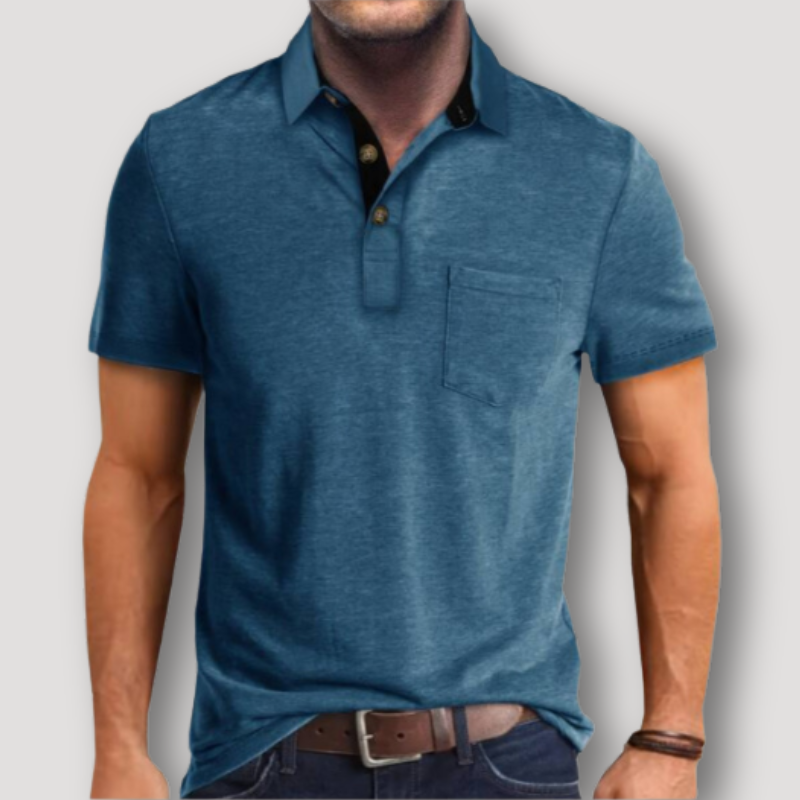 Casual Korte Mouw Contrasterend Kraag Polo Shirt Heren