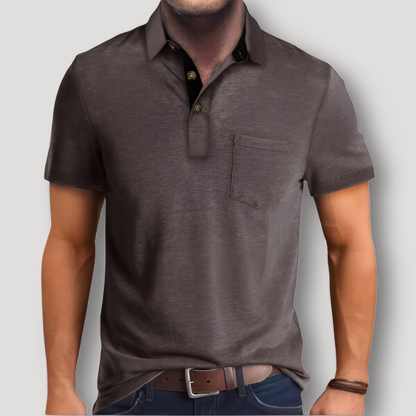 Casual Korte Mouw Contrasterend Kraag Polo Shirt Heren