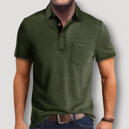 Casual Korte Mouw Contrasterend Kraag Polo Shirt Heren