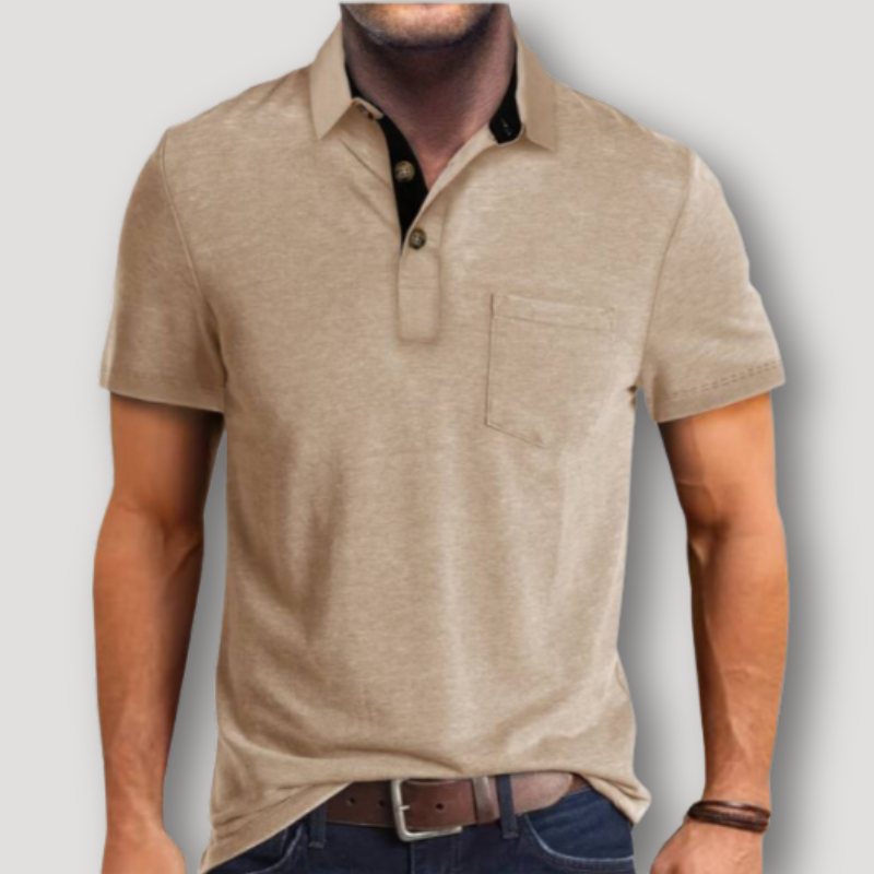 Casual Korte Mouw Contrasterend Kraag Polo Shirt Heren