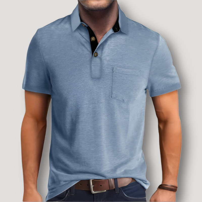 Casual Korte Mouw Contrasterend Kraag Polo Shirt Heren