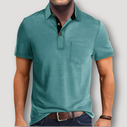 Casual Korte Mouw Contrasterend Kraag Polo Shirt Heren