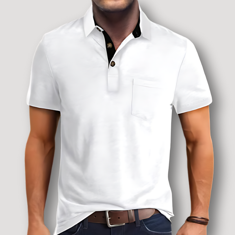 Casual Korte Mouw Contrasterend Kraag Polo Shirt Heren