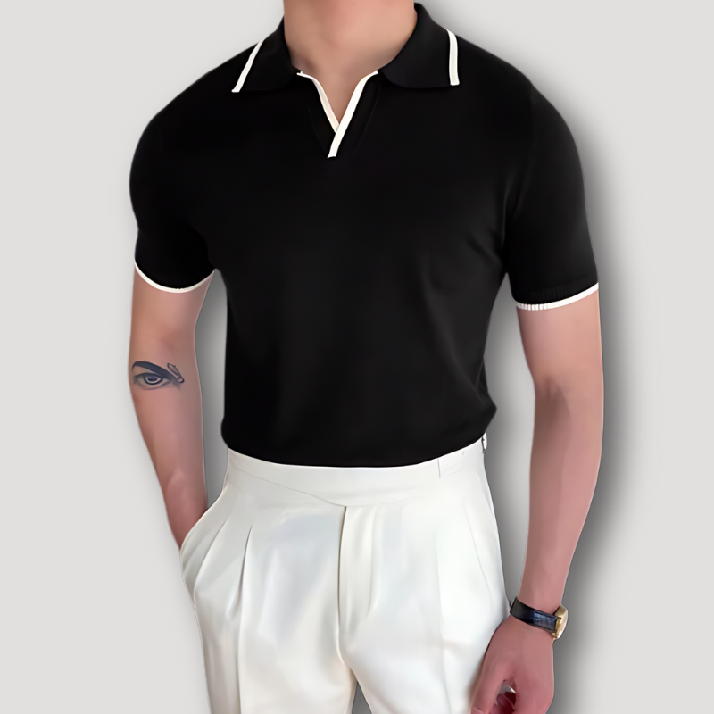 Kontrast Trim Open Collar Korte Mouw Klassiek Polo Shirt