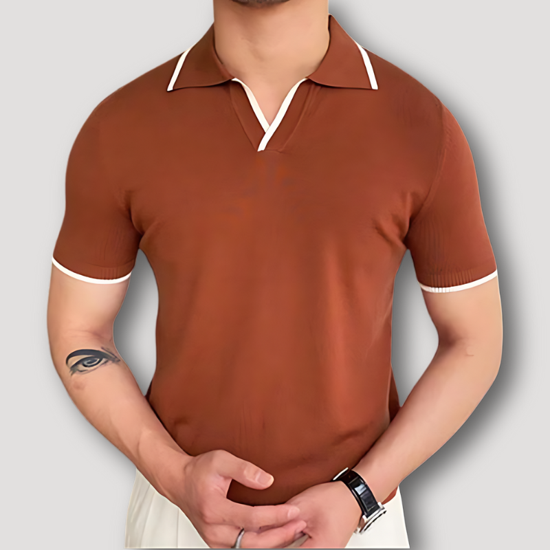 Kontrast Trim Open Collar Korte Mouw Klassiek Polo Shirt