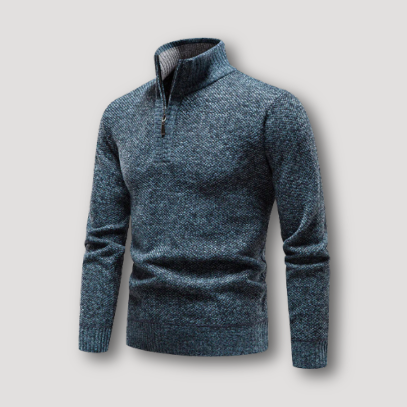 Heathered Minimalistisch Slim Fit Half Zip Kraag Textuur Trui