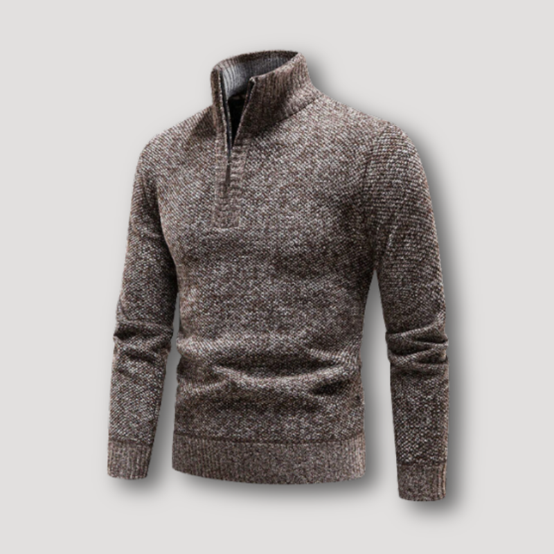 Heathered Minimalistisch Slim Fit Half Zip Kraag Textuur Trui