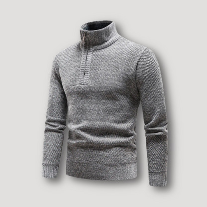 Heathered Minimalistisch Slim Fit Half Zip Kraag Textuur Trui