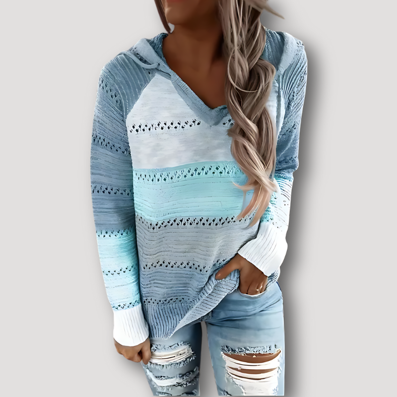 Casual Breien V-hals Gradient Sweater Hoodie