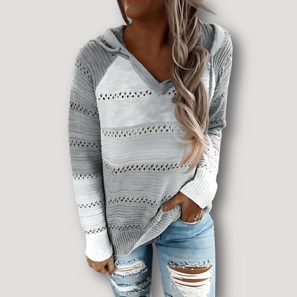 Casual Breien V-hals Gradient Sweater Hoodie