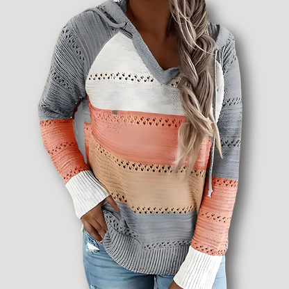 Casual Breien V-hals Gradient Sweater Hoodie