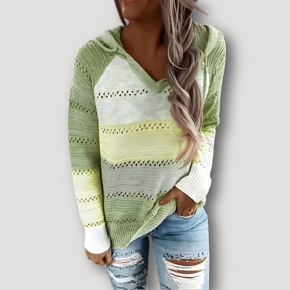 Casual Breien V-hals Gradient Sweater Hoodie