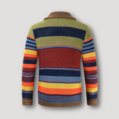 Ribpatroon Breien Regenboog Kleurblok Sweater Mannen