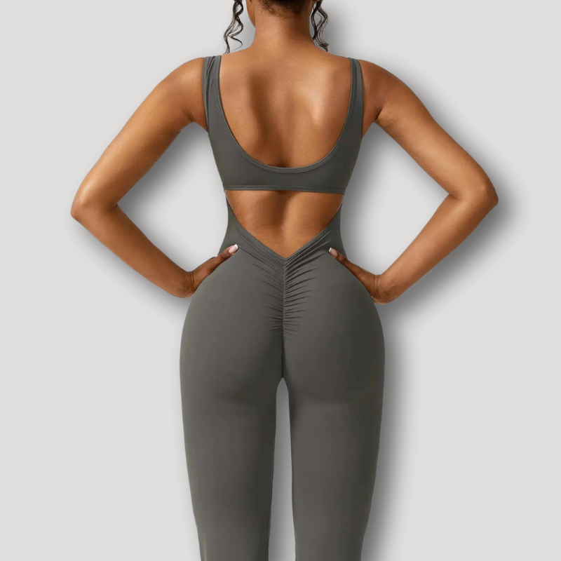 Fitness Form Fitting Driehoekige Rug Cut Out Slim Fit Jumpsuit