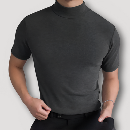 Half Turtleneck Korte Mouw Slim Fit Zomer Shirt Heren