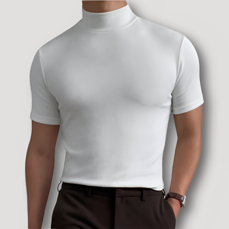 Half Turtleneck Korte Mouw Slim Fit Zomer Shirt Heren