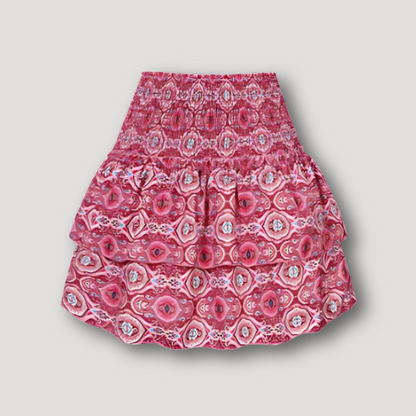 Tiered Smocked Ruches Textuur Flounce Mini Rok