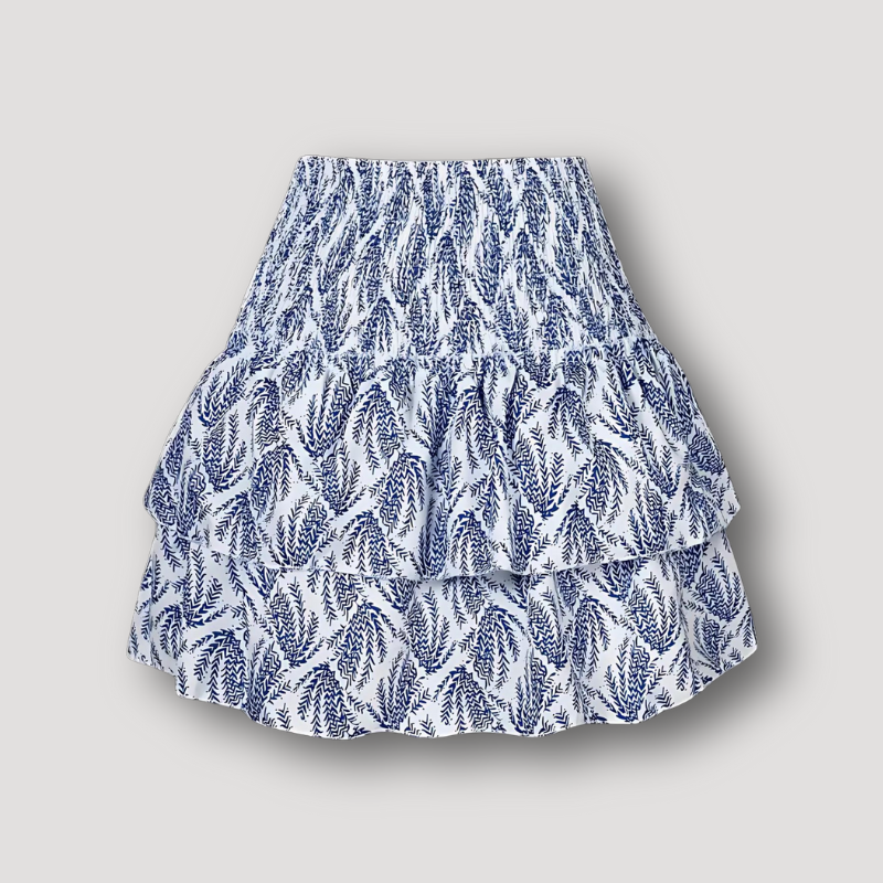 Tiered Smocked Ruches Textuur Flounce Mini Rok