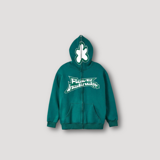 Flower Instincts Afdrukken Streetwear Zip Up Hoodie