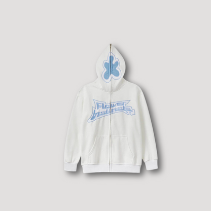 Flower Instincts Afdrukken Streetwear Zip Up Hoodie