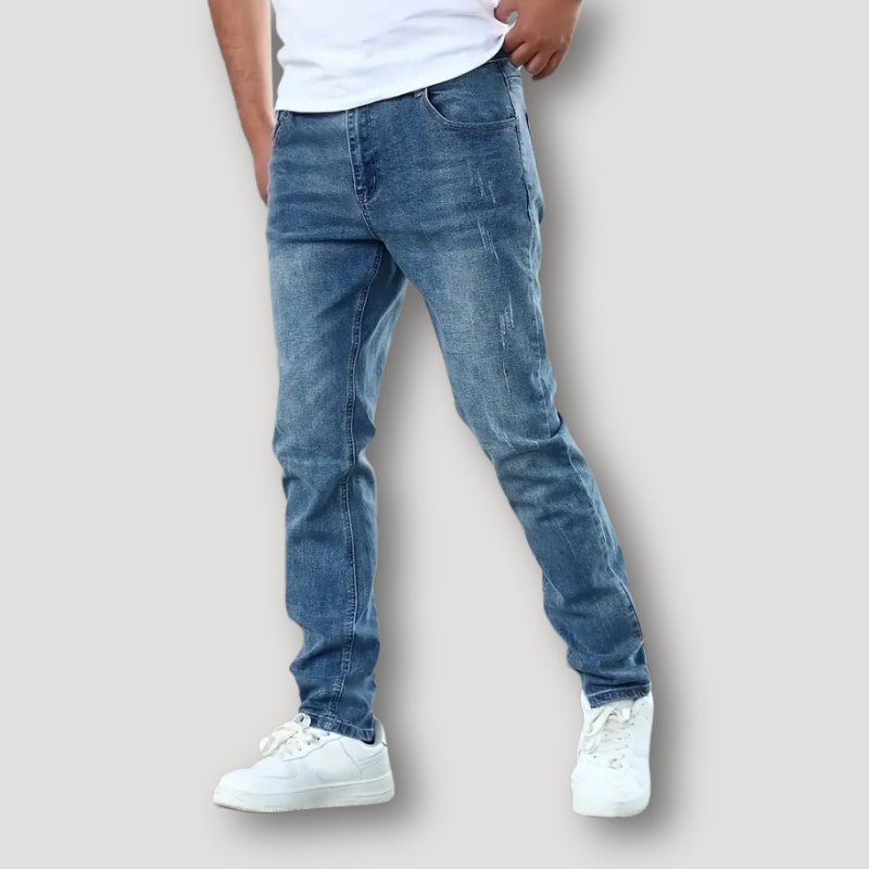 Washed Vervaagd Slim Fit Distressed Denim Jeans