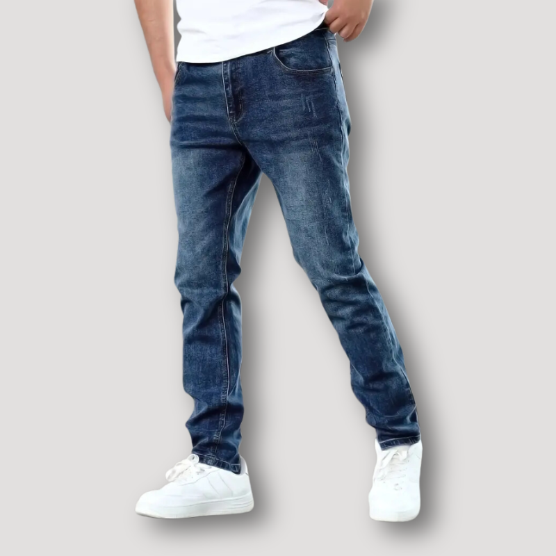 Washed Vervaagd Slim Fit Distressed Denim Jeans