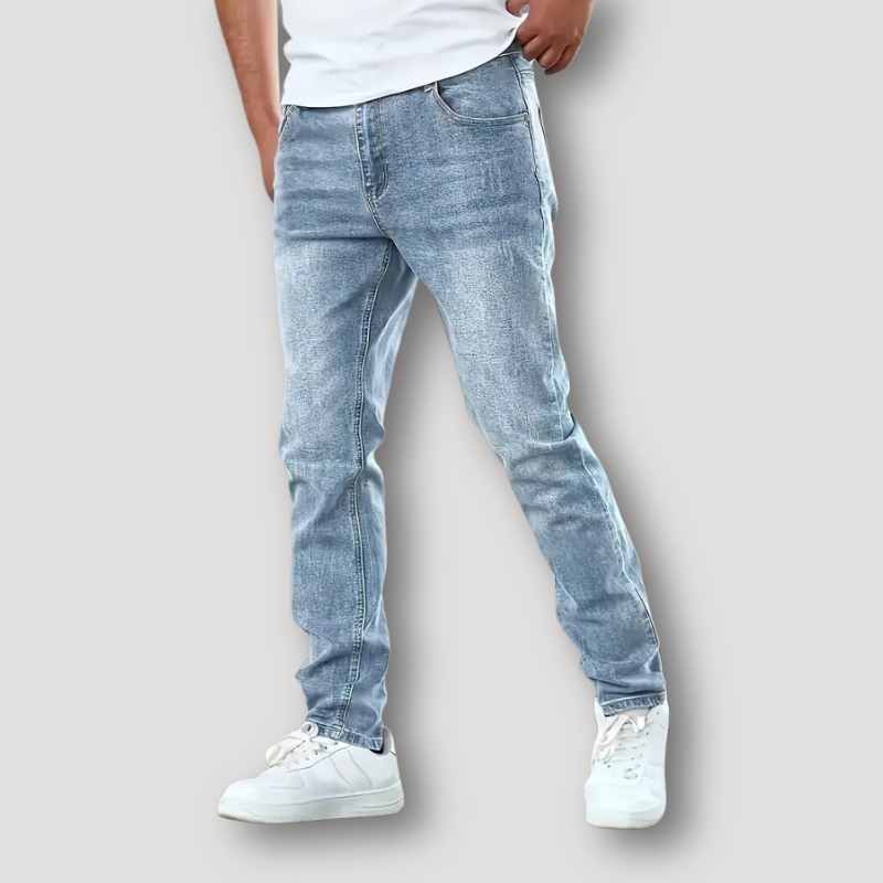 Washed Vervaagd Slim Fit Distressed Denim Jeans