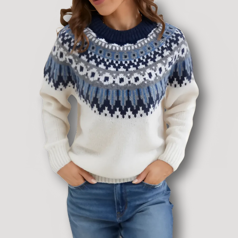 Warm Wool Sweater - Icelandic Nature Pattern - Sweater for Women