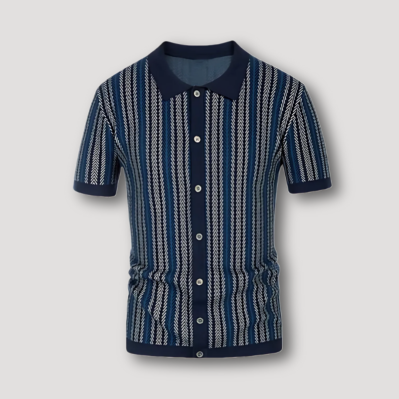 Korte Mouw Button Up Geometrisch Patroon Kraag Shirt