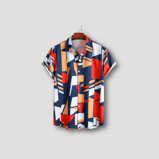 Geometrisch Gedrukt Kraag Button Up Shirt Mannen