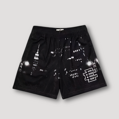 Bold Grafisch Afdrukken Sportief Mesh Shorts