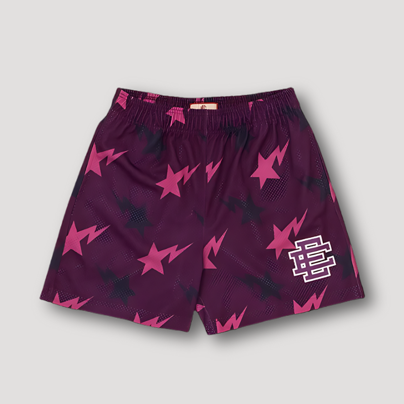 Bold Grafisch Afdrukken Sportief Mesh Shorts