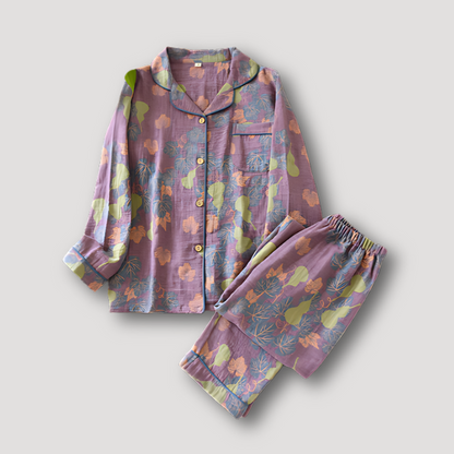 Vibrant Gebloemd Patroon Pyjama Set Vrouwen