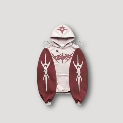 Geometrisch Patroon Geborduurde Split Hoodie