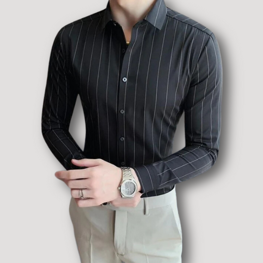 Formal Geruite Gestreepte Lange Mouw Polo Shirt Heren