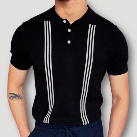 Zomer Button Up Striped Accent Polo Shirt Heren