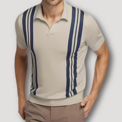 Zomer Button Up Striped Accent Polo Shirt Heren