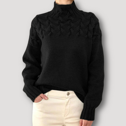 Chunky Knit Mock Turtleneck Wol Oversized Trui Dames