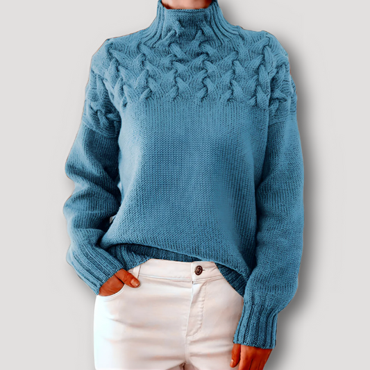 Chunky Knit Mock Turtleneck Wol Oversized Trui Dames