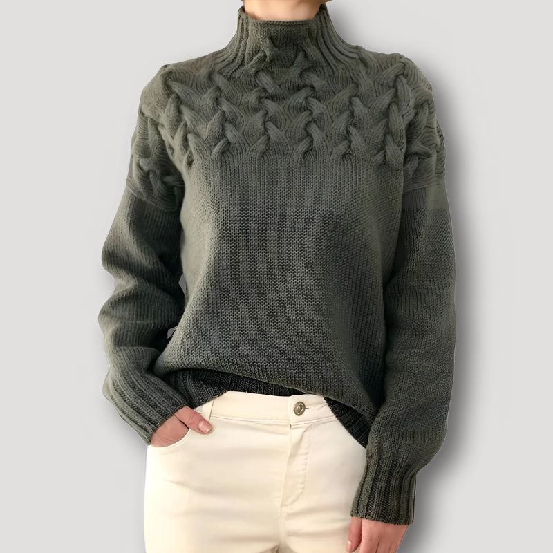 Chunky Knit Mock Turtleneck Wol Oversized Trui Dames