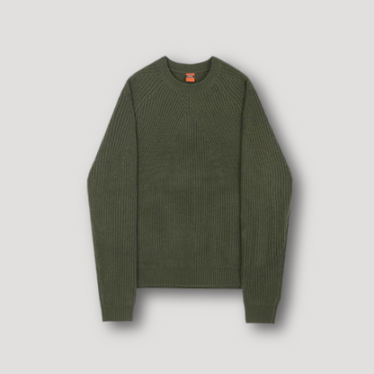 Geribbeld Gebreid Effen Kleur Sweater Crewneck